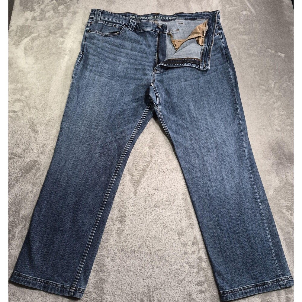 Duluth Trading Co. Ballroom Double Flex Jeans Mens 44x32 Blue Med Wash Relaxed